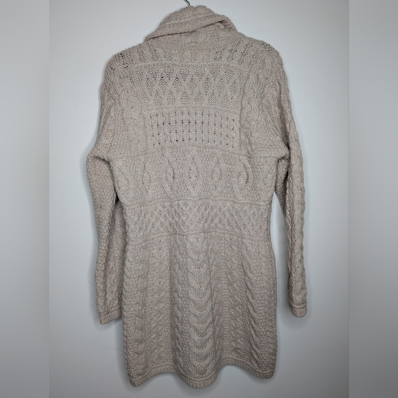 🧶 Aran Sweater Market 100% Merino Wool Cable Knit Zip Cardigan Medium - Picture 4 of 4